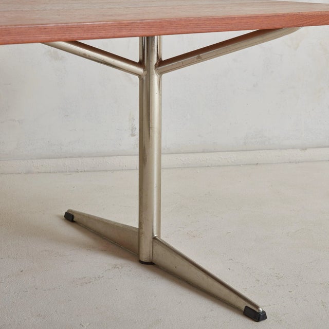 Arne Jacobsen Style Rectangular Chrome + Wood Coffee Table, Denmark For Sale - Image 10 of 11