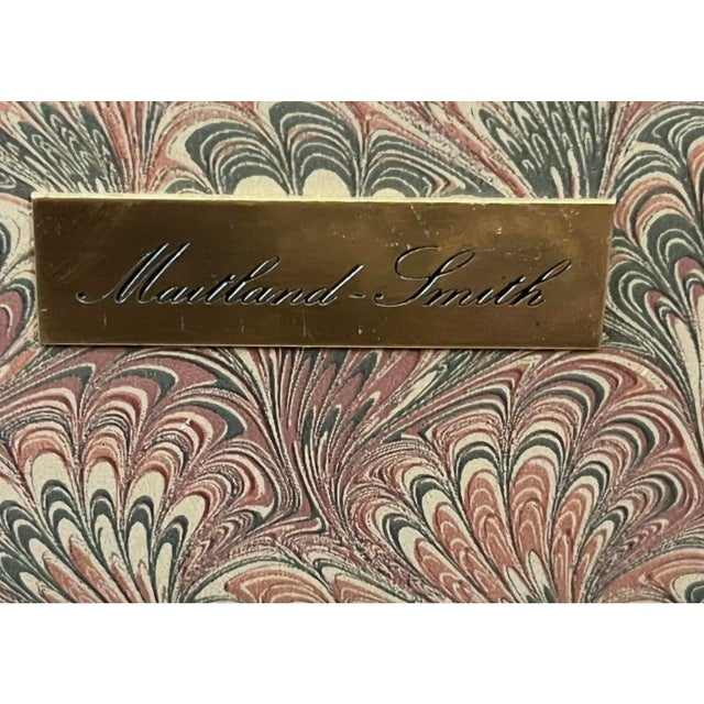 Metal 1980s Maitland-Smith Leather Covered Decorative Box on Hand-Forged Iron Stand For Sale - Image 7 of 9