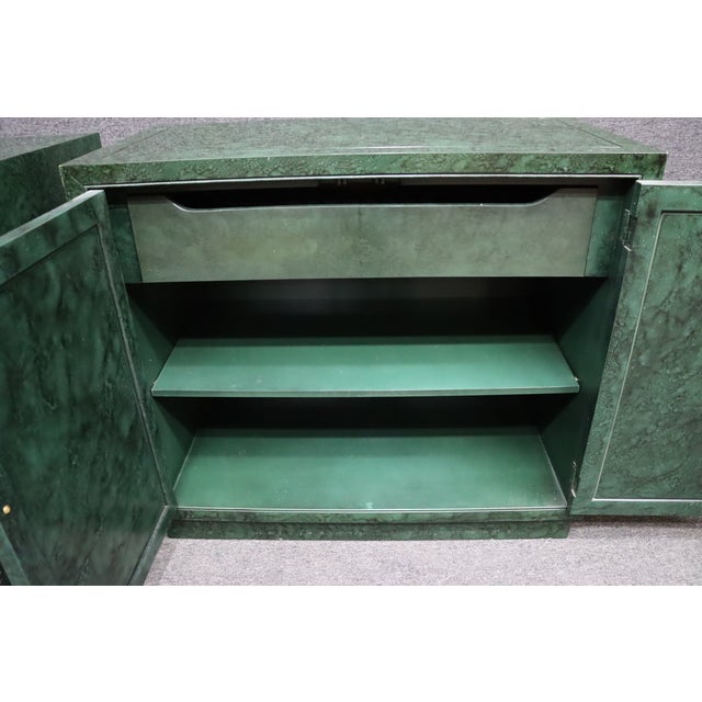 Pair of Henredon Faux Malachite Cabinets For Sale - Image 11 of 16