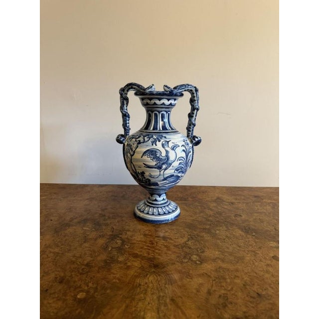 Talavere Blue and White Vase, 1900s For Sale - Image 3 of 11