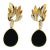 1990s Pair of Italian 18k Gold Onyx and Diamond Drop Statement Earrings For Sale