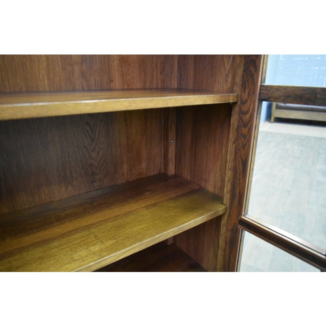 Mission Solid Oak Display Bookcase - Walnut For Sale - Image 11 of 14