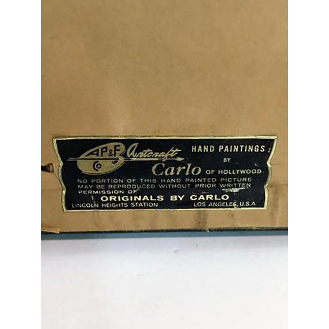 Orange 1960s Brutalist Bright Orange Pirates Galleon Oil Painting For Sale - Image 8 of 9