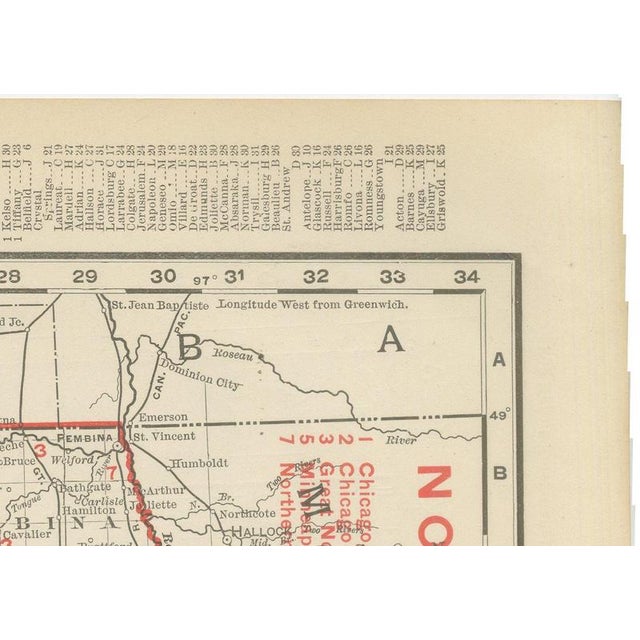 Paper Antique Map of North Dakota with Fort Berthold Reservation from Rand McNally, 1899 For Sale - Image 7 of 12