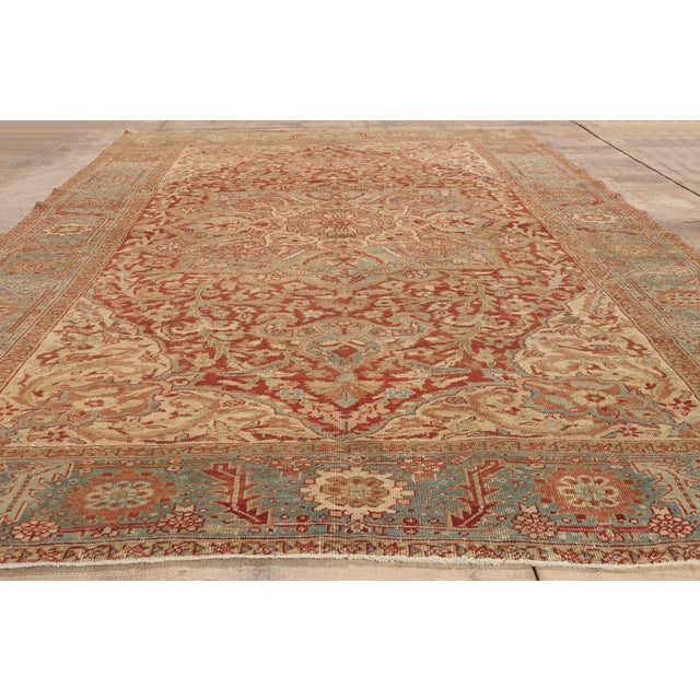Antique Persian Heriz Rug, 07'07 X 10'10 For Sale - Image 9 of 10