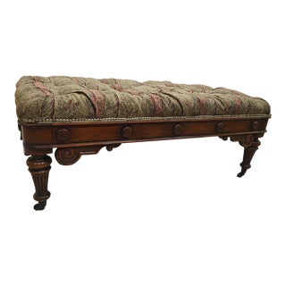 Theodore Alexander Mahogany Upholstered Ottoman/Coffee/Game Table For Sale