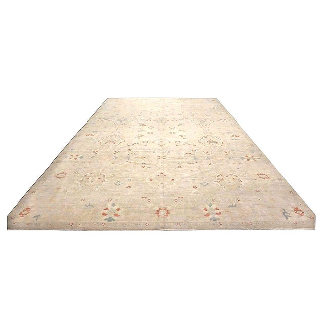 Early 21st Century 21st Century Persian Sultanabad Master Wool 12x17 Ivory, Red, & Blue Handmade Area Rug #1143967 For Sale - Image 5 of 16
