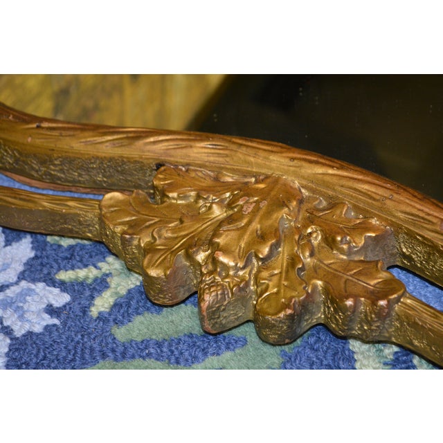 Ornamental & Decorative Materials Vintage Large Ornate Wavy Scrolled Edge Gold Wall / Mantel Mirror For Sale - Image 7 of 15