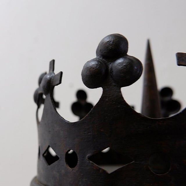 Large Italian Wrought-Iron Crown Candlestick, 1890s For Sale - Image 9 of 14