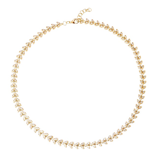 Syna Yellow Gold Vine Necklace with Diamonds For Sale