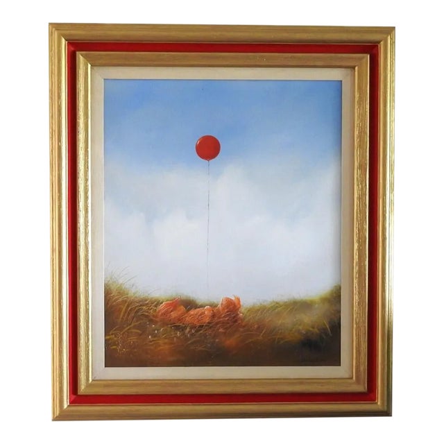 Red Balloon Oil Painting by San Franciscan Artist John Boyd May For Sale
