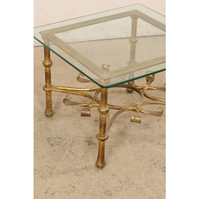 Mid-Century Modern Mid 20th Century Spanish Accent Table, Square with Glass Top For Sale - Image 3 of 12