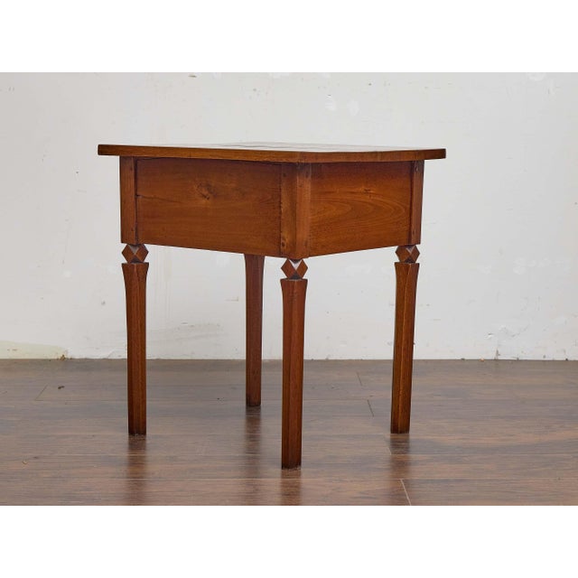 19th Century French Walnut Side Table With Drawer and Carved Diamond Accents For Sale In Atlanta - Image 6 of 9