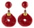 Angela Caputi Gilded and Red Cinnabar Resin Dangle Clip Earrings For Sale