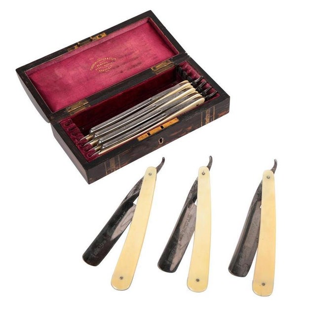 Victorian Silver-Plated Razors from Flockton Tompkin Co., Sheffield, United Kingdom, 1870, Set of 7 For Sale - Image 9 of 10