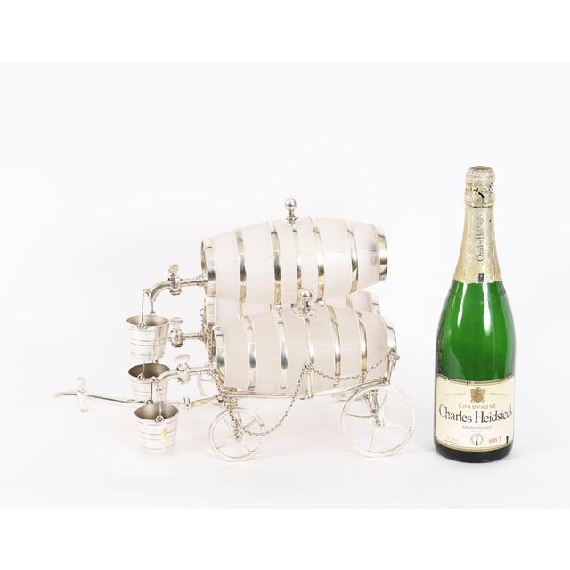 Antique Silver Plated Frosted Crystal Barrel Dispensers and Tot Pails, 1800s, Set of 6 For Sale - Image 15 of 16