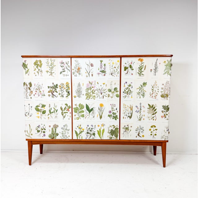 1950’s Swedish Cabinet With Nordens Flora Illustrations For Sale - Image 9 of 9