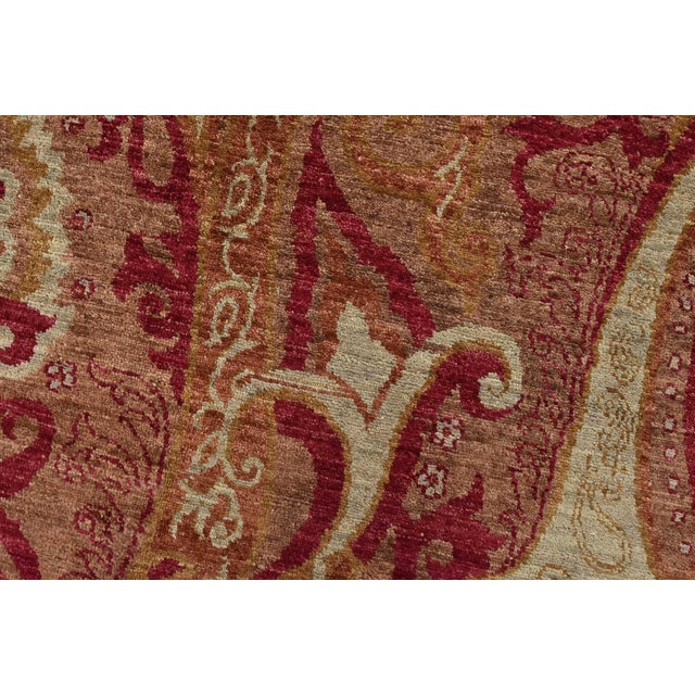 Brown Suzani Rug 8’11” X 9’1” Brown Wool Modern Hand-Knotted Oriental Carpet For Sale - Image 8 of 15