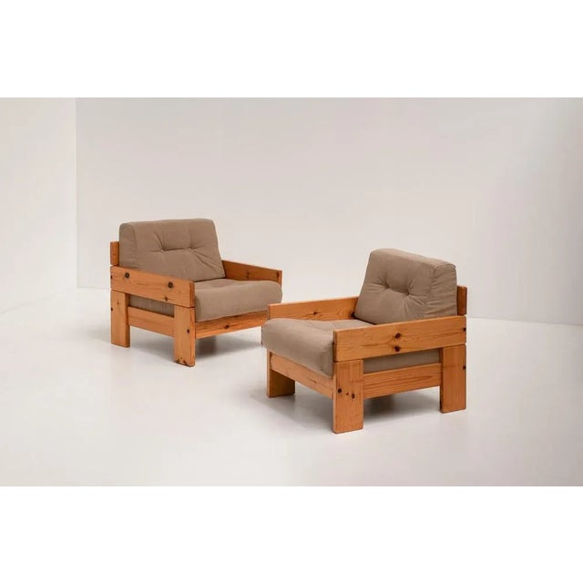 Set of Vintage Italian Pine Lounge Chairs, 1970s For Sale - Image 10 of 11