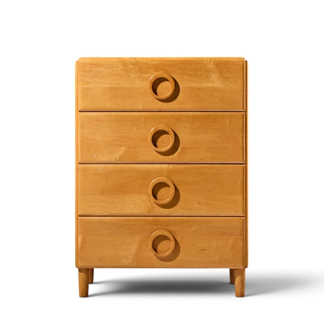 Russel Wright for Conant Ball Mid Century Maple Highboy Dresser This highboy measures: 32 wide x 19 deep x 45 inches high...