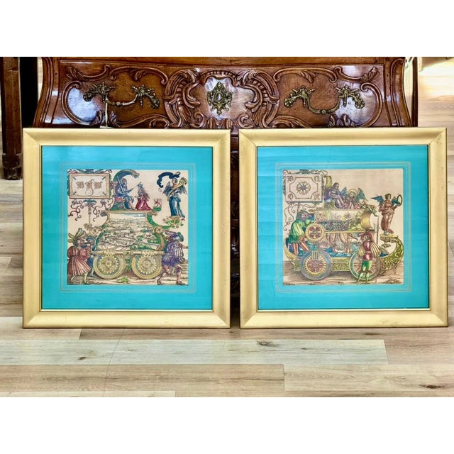Realism Wartime Triumphs, Hans Burgkmair the Elder Hand Painted Woodcuts Ca. 1515-18-Set of 2 For Sale - Image 3 of 6
