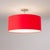 Mid-Century Modern Crimson Red Linen Drum Semi Flush Mount - Red Fabric Shade, Weathered Brass Mid Century Dining Room Ceiling Light For Sale - Image 3 of 4