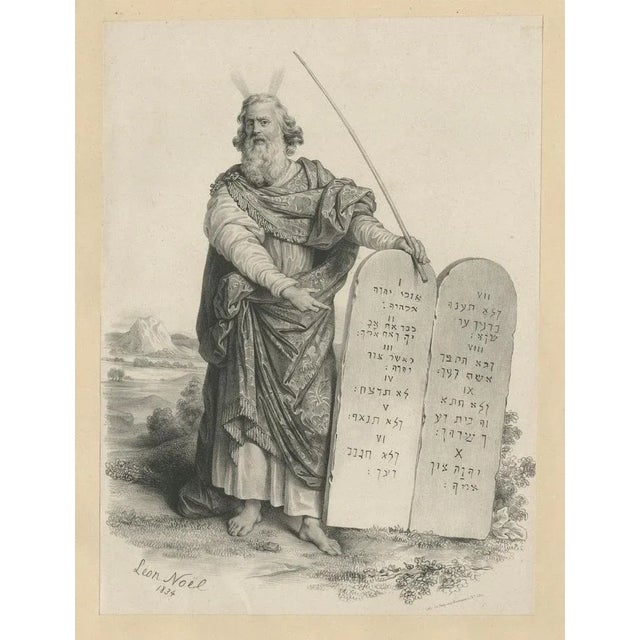 Léon Noël, Moses with the Ten Commandments, Lithograph, 1844