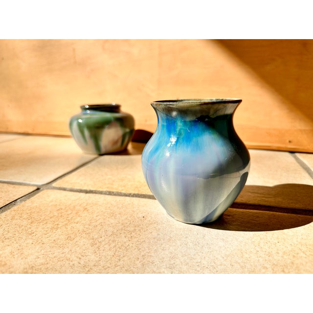 Art Deco Ceramic Vases with Green-Blue Gradient from Hugo Reinhold & Co, Germany, 1930s, Set of 2 For Sale - Image 17 of 18
