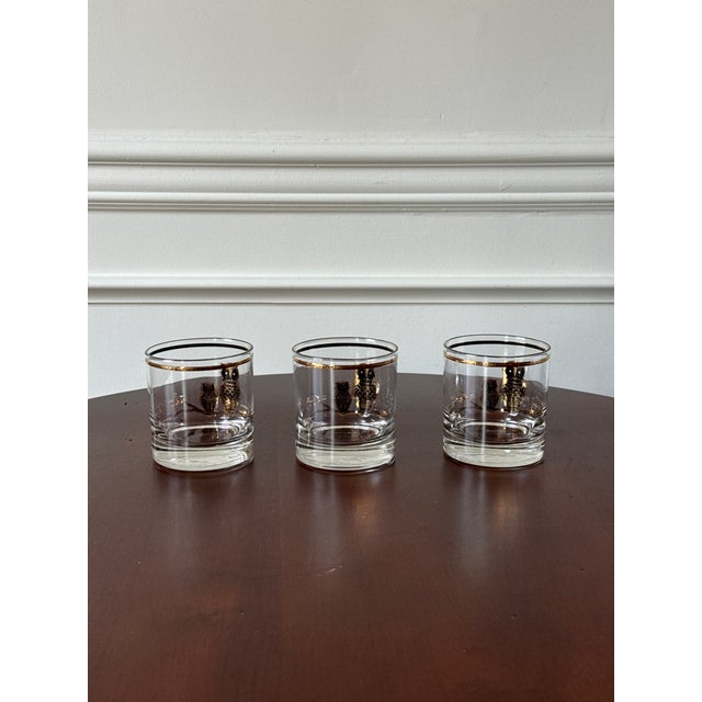 Mid 20th Century Culver Gold Owl Rocks Glasses— Set of 7 For Sale - Image 13 of 16