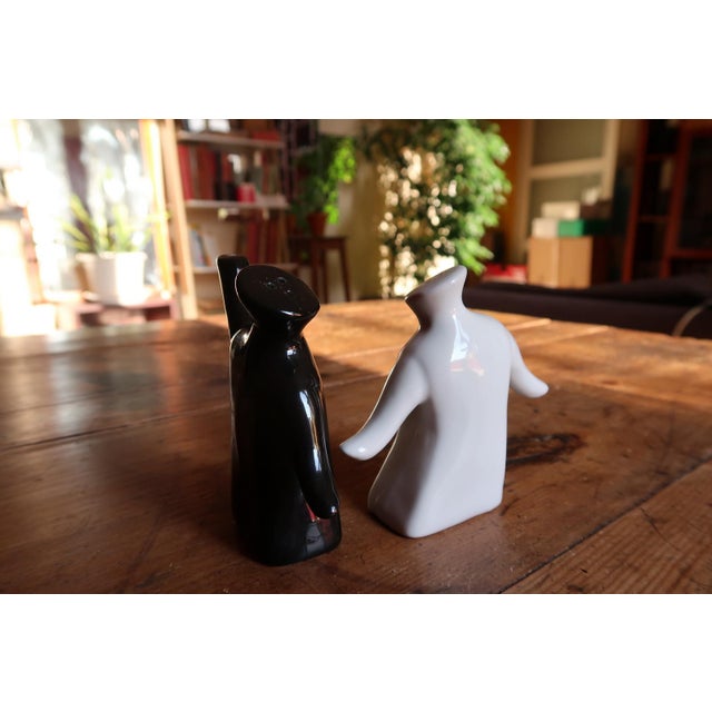 2000 - 2009 Modern Ceramic Salt & Pepper Shakers, Anthropomorphic Black & White Figures For Sale - Image 5 of 8