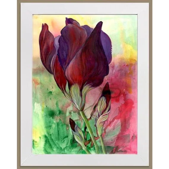 2020s "Red Iris I" Contemporary Botanical Oil Painting For Sale - Image 5 of 6