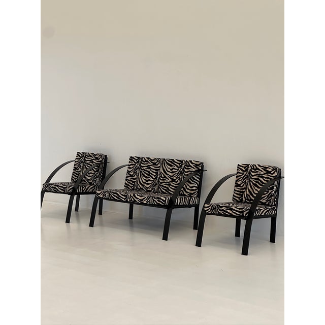 Sofa and Animalier Armchairs with Metal Frames, 1980s, Set of 3 For Sale - Image 17 of 17