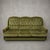 A striking mid century three-seater sofa upholstered in its original olive green velvet, offering generous proportions,...