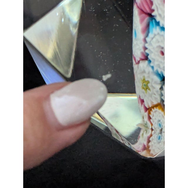 Vintage Fratelli Toso Style Faceted Murano Style Glass Paperweight With Millefiori Core For Sale In Jacksonville, FL - Image 6 of 7