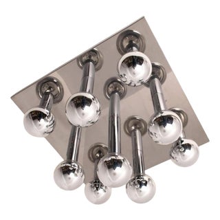 Large Flush Mount in Chrome and Perlmut by Motoko Ishii for Staff, 1970s, Set of 2 For Sale