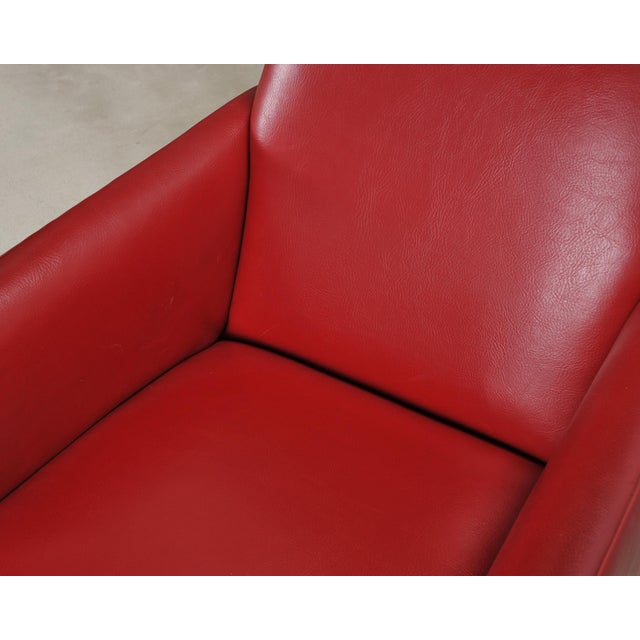 Animal Skin Pair of Italian Art Deco Style Red Leather Lounge Armchairs For Sale - Image 7 of 18