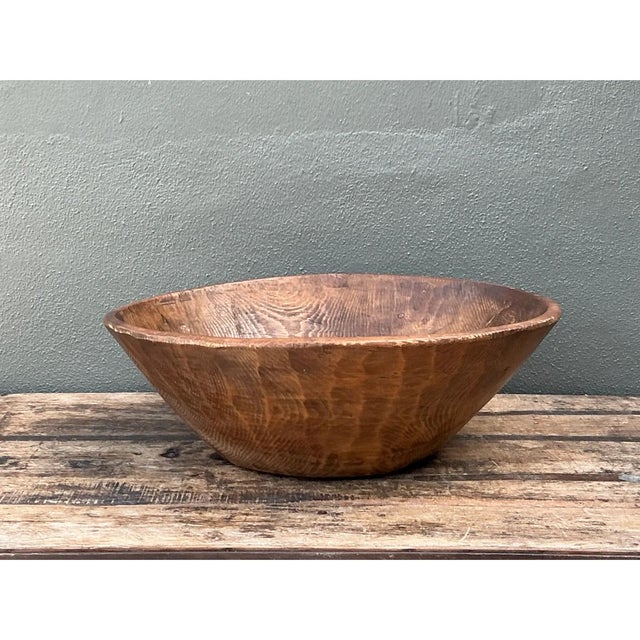 Vintage Monumental Rustic Carved Wood Bowl For Sale - Image 4 of 12