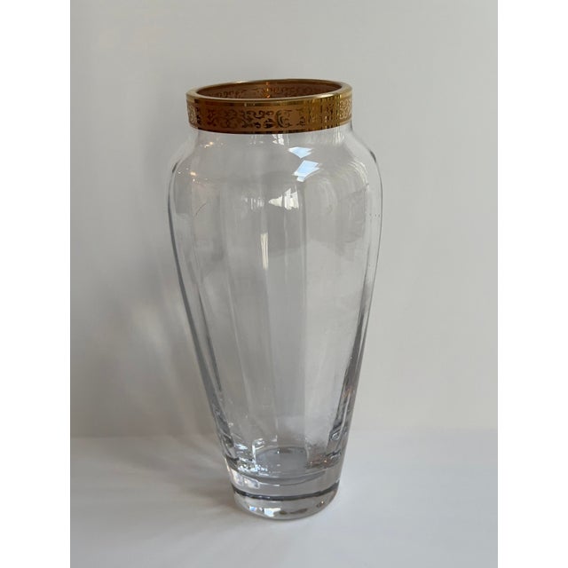 Lenox Vintage 1970s Lenox "Autumn" Collection 10" High Crystal Vase Handblown With 24k Gold Encrusted Band For Sale - Image 4 of 12