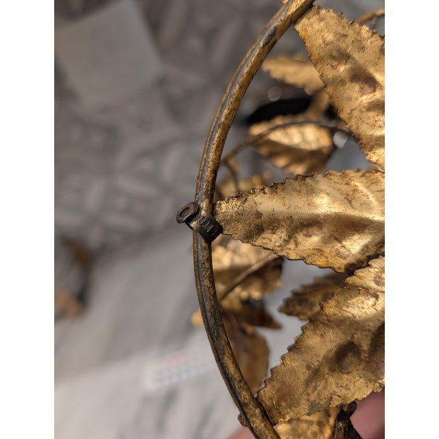 Gold Vintage Italian Tole Gold Rose Hollywood Regency Centerpiece For Sale - Image 8 of 16