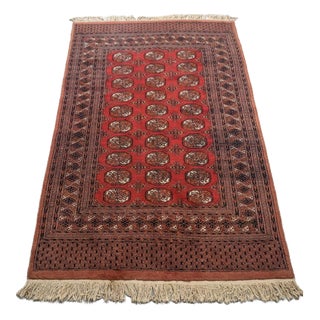 Vintage Bokhara Hand Knotted Pakistani Rug For Sale