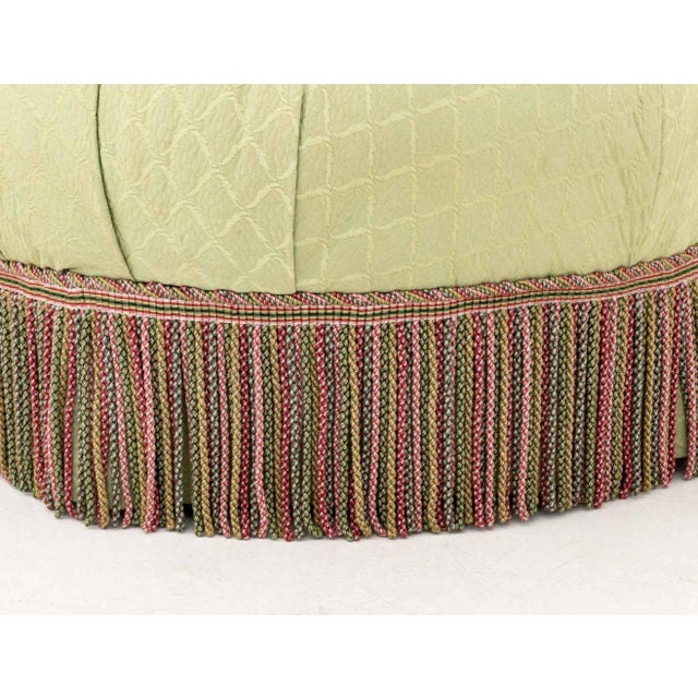 Contemporary Green Upholstered Button-Tufted Ottoman For Sale - Image 3 of 5