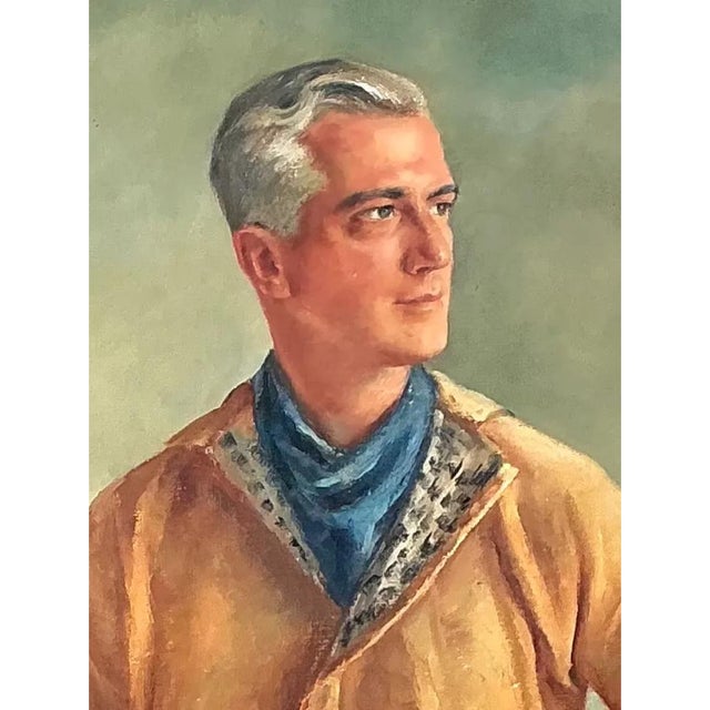 Mid-Century Modern Monumental 1947 Zofia Tomek Framed Portrait Painting For Sale - Image 3 of 12