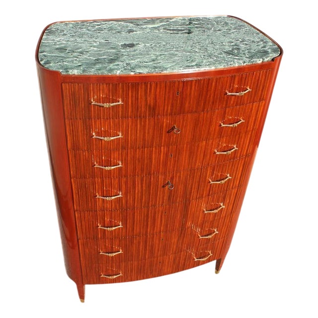 Chest of Drawers with Green Marble and Ducrot Brass by Paolo Buffa, 1950 For Sale