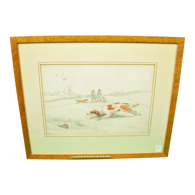 Mid 19th Century "Two Huntsmen Quail Shooting in a Field" Drawing by Henry Alken For Sale