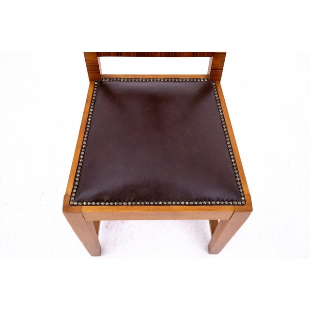Art Deco Round Table with Chairs, Poland, 1940s, Set of 5 For Sale - Image 15 of 17