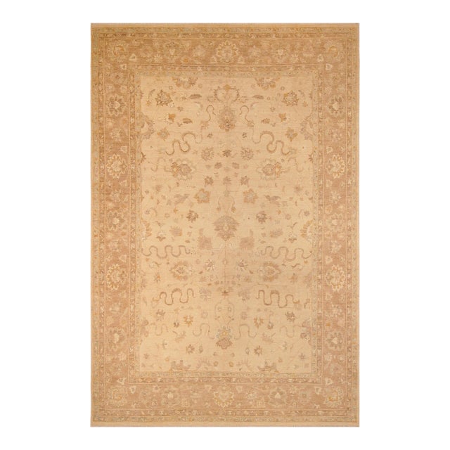 1990s Classic Ziegler Tan Brown Hand-Knotted Wool Rug - 9'11'' X 13'8'' For Sale