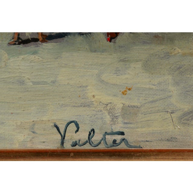 Dimensions without frame: 19,5 x 24,8 x 0,5 cm. Signed "Valter" in the lower right corner. A vibrant Impressionist scene...