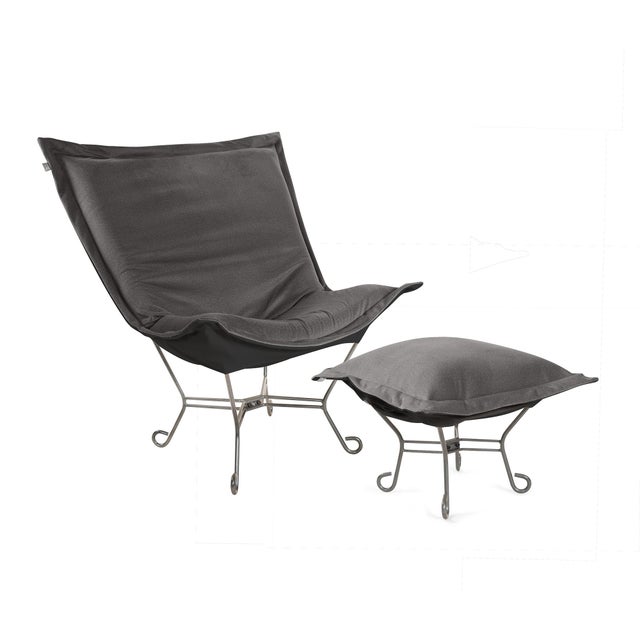 Textile Puff Chair Complete Qivuit Gray For Sale - Image 7 of 8