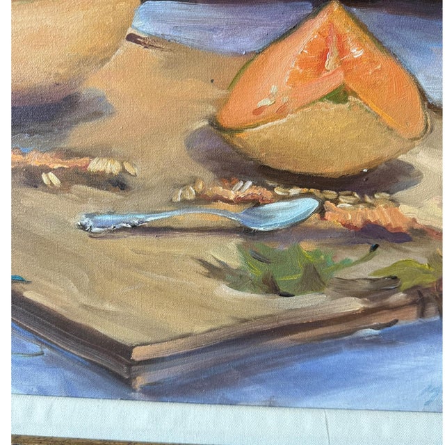 Michael Logan (1939-2016) California Impressionist Cantaloupe Still Life Oil Painting, Framed For Sale - Image 10 of 11