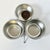 Mid-Century Boho Chic Metal Condiment or Salad Dressing Serving Dishes With Caddy, 3 Wells. For Sale - Image 4 of 8